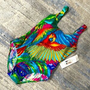 Diane Gilman Colorful Parrot One-Piece Swimsuit